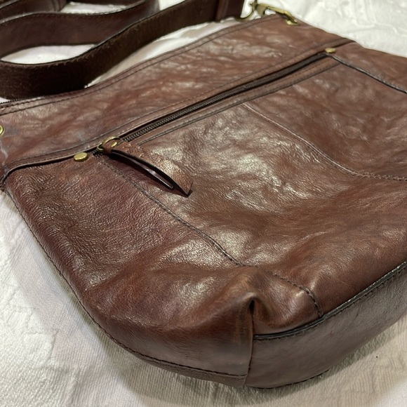 Vintage Fossil Sasha Brown Genuine Distressed Leather Bag Purse Crossbody ZB2987 - Picture 5 of 16